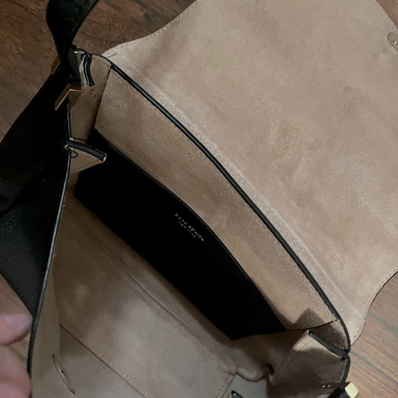 Kate Spade - Black Pebbled Leather Fold-Over Crossbody W/ Bow - Picture 3 of 4